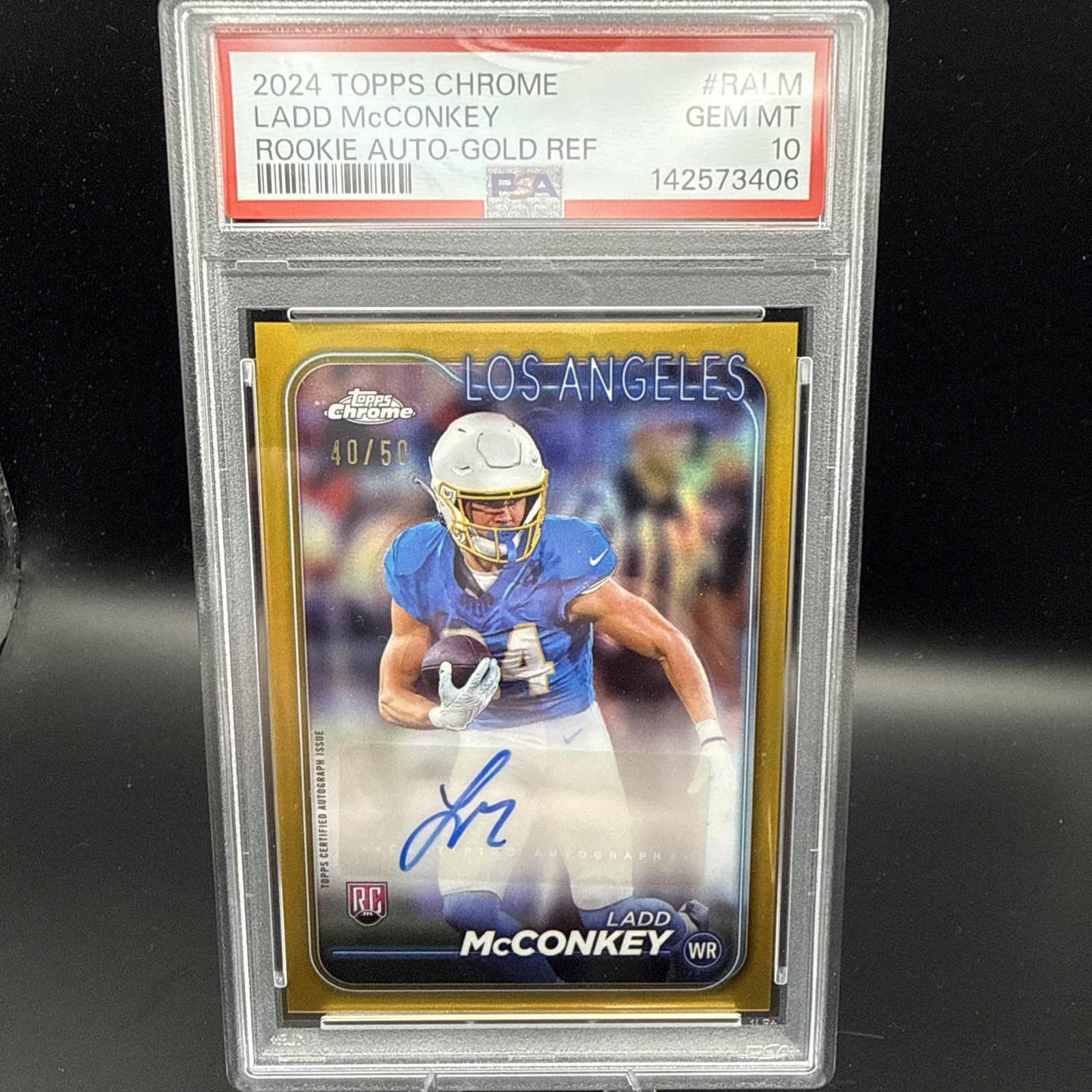 LADD MCCONKEY ROOKIE AUTO PSA 10 #RA-LM Gold Refractor /50 Topps Chrome
