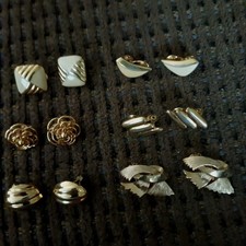 Vintage Gold Tone Clip On Earrings Lot - 6 Pairs