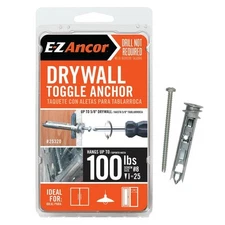 Drywall Toggle Anchor Screw 100 lb Self Drilling Heavy Duty Zinc 25Pack Phillips