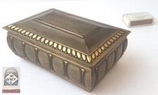 Boîte Art Déco WMF En Laiton En Bois Marque D'Autruche Vers 1910 L812