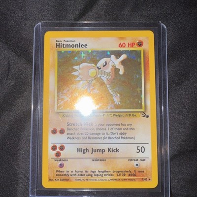 Pokémon TCG Hitmonlee Fossil 7/62 Holo Rare 60 HP High Jump Kick, Stretch Kick