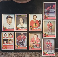 1974-75 Topps Black Hawks Lot (9), EX Condition or Better