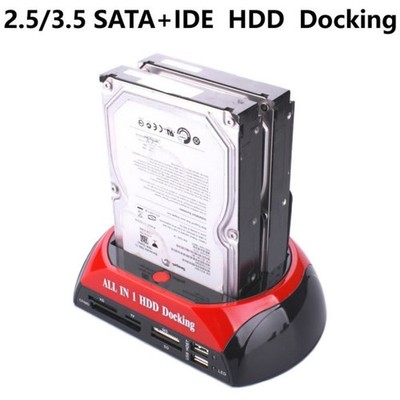 USB 3.0 SATA IDE Docking Station mit Kartenleser HDD SSD Dual Bay