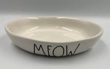 Rae Dunn Magenta Artisan Collection MEOW Cat Bowl Food Water Dish Ivory