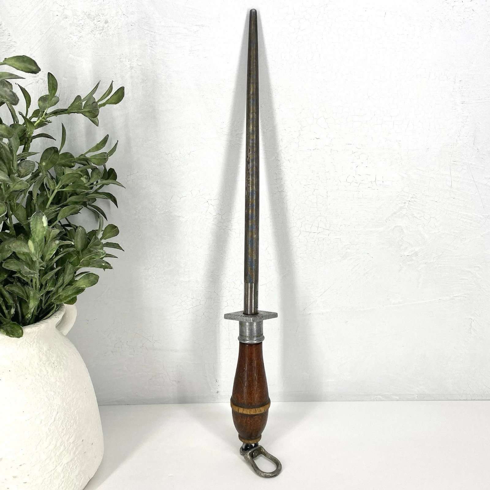 Vintage Butcher Knife Sharpening Honing Steel Rod Wood Handle With Hanging Ring
Opens in a new windo