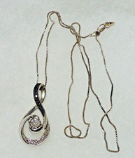 Diamond Infinity Necklace w/18" 925 Sterling Silver Box Chain