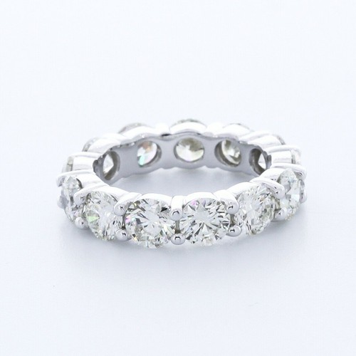 4 1/2ct H SI1 Round Natural Certified Diamonds 14k Gold Classic Eternity Ring - Picture 3 of 13