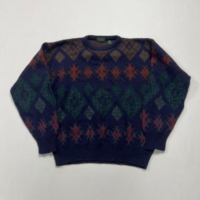 Vintage Strickpullover Abstrakt Gemustert Opa Strickpullover Herren M