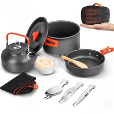 Aandyou Camping Cookware Kit Camping Cookware Set Outdoor Cooking Pot Pan Kettle