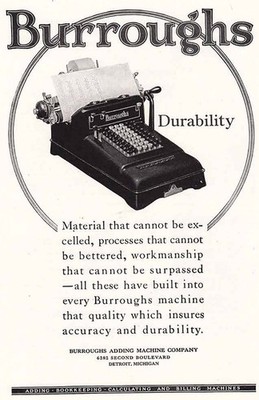 1925 Burrough's: Material That Cannot Be Excelled Vintage Print Ad