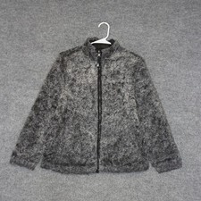 The North Face Reversible Jacket Girls XL Gray Black Fleece Puffer Full Zip
