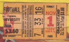 1952 Boston University Harry Agganis Ticket W/Program Agganis Injured V Maryland