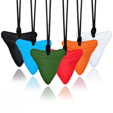 Sensory Chew Necklaces for Kids, Shark Tooth Silicone Chewy Necklace 6 Pack