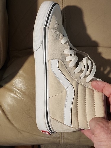 Vans Cream Beige High Top Off The Wall.Hi Classic Suede Sneakers size 4.5 Youth. - Picture 10 of 11