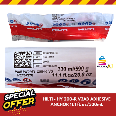 HILTI HIT-HY 200-R V3 ADHESIVE ANCHOR 11.1 fl oz/330ml #2334276