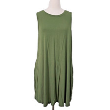 Time and Tru Women size XXL 20 Sleeveless Dress Pockets Flowy Comfy Olive Green