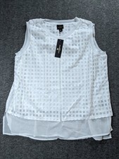 Worthington Petite Blouse Women's White Petite XL Grid Layered Sleeveless Top