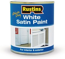 Rustins Satin White Paint Quick Dry Smooth Interior Exterior 250ml/500ml/1L