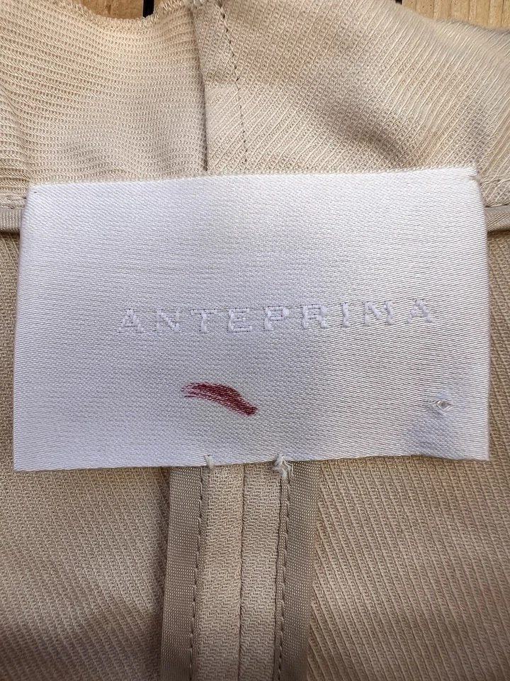 Chaqueta Blazer Anteprima Volantes Frontales Corbata Beige Neutro Carrera Oficina Foto 3 de 4