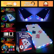 LED Cornhole Lights Set - Glow in the Dark, Light Up Cornhole Board Kit, Red