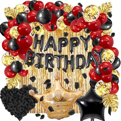 Decoracion De CumpleaÃ±os Cortinas Globos Negros y Rojo Para Mujer Hombre Fie...
