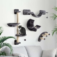 Pawhut Kletterwand Katzen 4-Teilig Katzen Kletterwand Set Mit HäNgematte