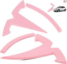 Accessories Compatible with Model Y 2023 2022 2021 3PCS Logo Cov Color: W-Pink