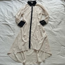 Axes Femme Cream Black Contrast High Low Handkerchief Shirt Dress Medium Japan