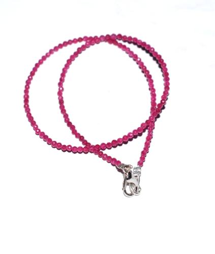 Collares De Cuentas De Rubí Rojo Natural De 2 Mm En Plata Esterlina 925 De 36" - Imagen 8 de 13