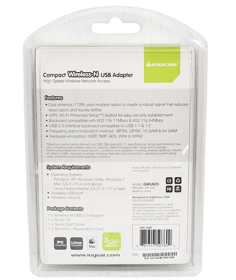 logear Compact Wireless-N USB Adapter NEW Dual Antenna High Speed GWU625 - Image 2 of 4