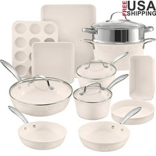 Nonstick Hammered Cookware Set 15pc Stay Cool Handles Easy Cleanup Oven Safe New