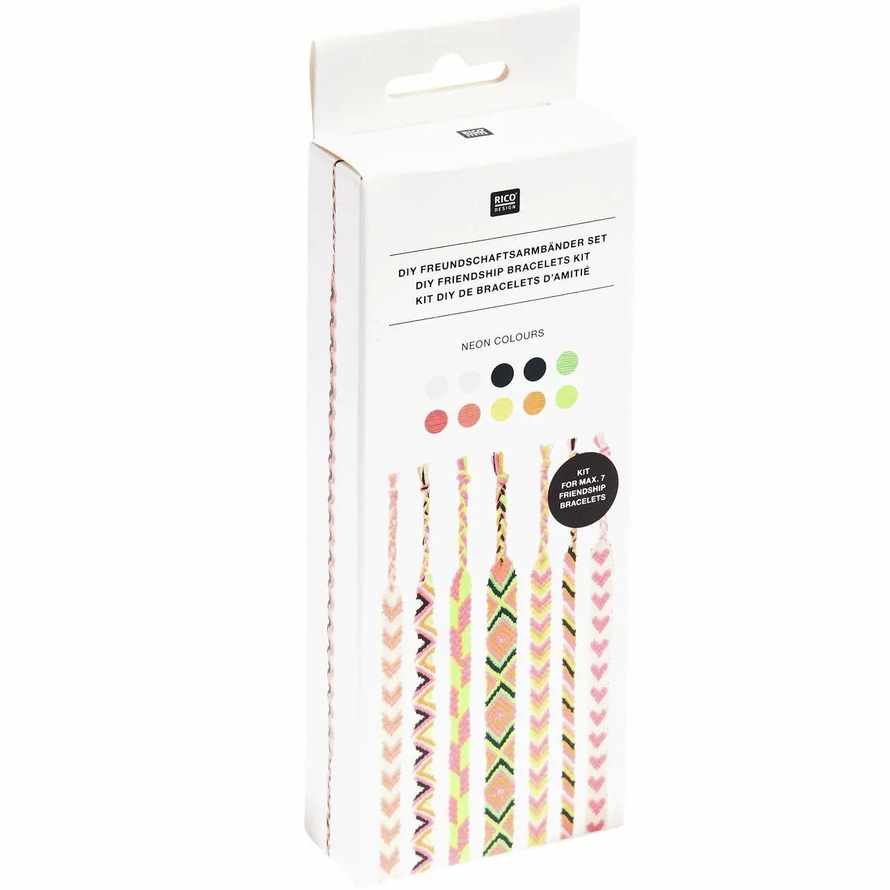 Rico Design Gmbh & Co.kg Diy Freundschaftsarmbänder Set Neon Colours 10 X 8 M Stickgarn In 7 Verschiedenen Farben 100 % Baumwolle Und Neon 100% Polyester - Image 5