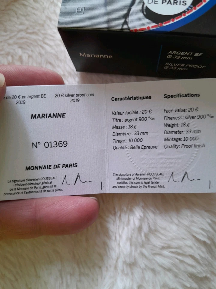 COFFRET 20 EURO ARGENT BE 2019 MARIANNE FRATERNITE FRANCE / SILVER - Photo 4/4