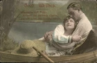 Romantic rowing couple Love c1900s-10s Vintage Postcard
