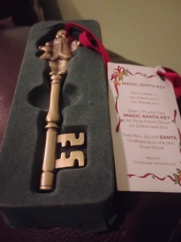 Santa's Magic Key Brass Hanging Ornament For Homes Without A Chimney No Box