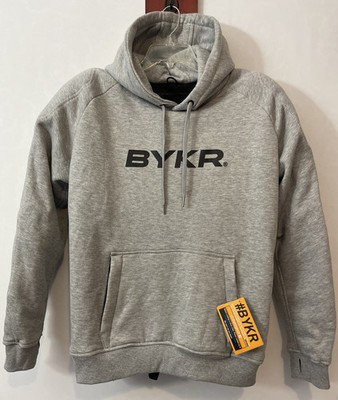 BYKR Motorcycle Mens XL Gray Padded Heavyweight Lined Biker Hoodie NWT! AZ18