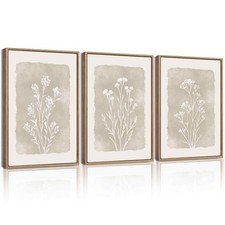 Boho Botanical Flower Framed Wall Art Farmhou...