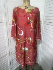 Sweet Pink Paisley Gogo Dress 3/4 Sleeve Retro Psychedelic Groovy Sz 10 Medium