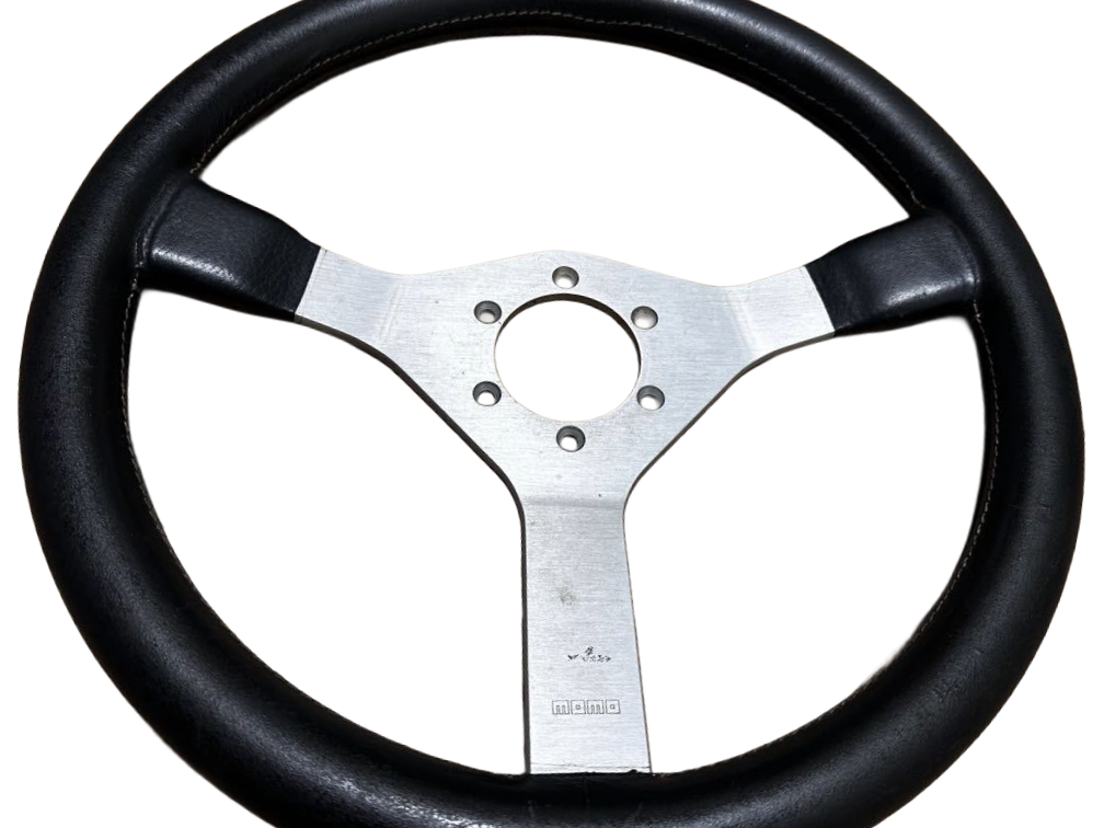 MOMO Cavallino Steering Wheel 360mm Silver Black Leather JDM