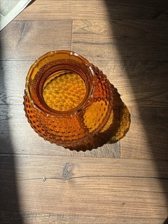 Vintage Amber Glass Hobnail Hurricane Lamp Shade 7" Fitter
