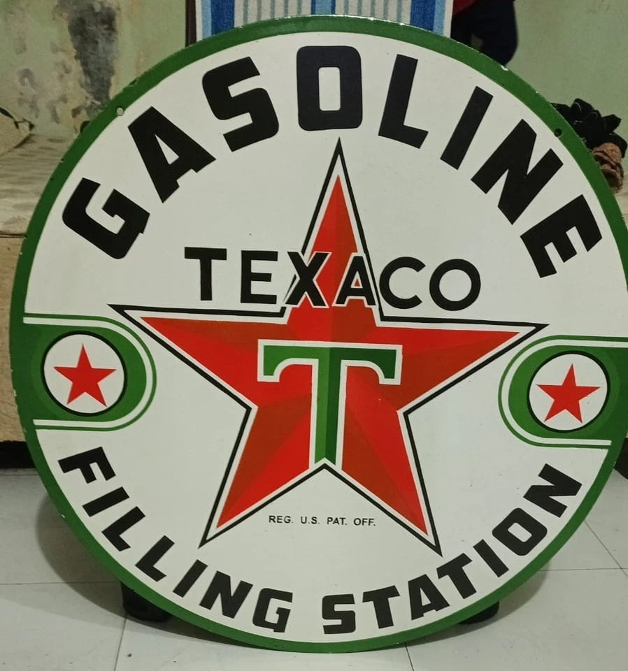 Texaco Filling station  Porcelain Enamel Heavy Metal Sign 30 Inches Double  Side - Image 4 of 4