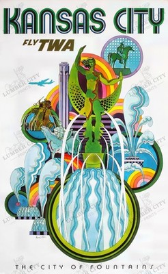 Kansas City TWA 1960 Vintage Travel Poster David Klein Wall Art