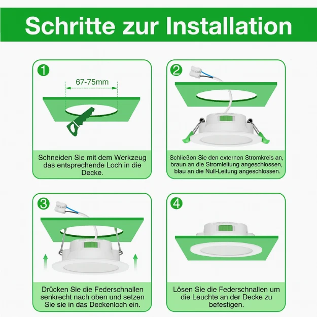 1-100x LED Einbaustrahler 68mm Dimmbar Panel Spot Leuchte Deckenleuchte Strahler - Bild 3 von 4