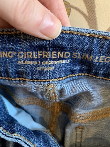 Jeans Chico's So Slimming Girlfriend gambe sottili crop Med elasticizzati taglia 1,5, 10 - Foto 5 di 11
