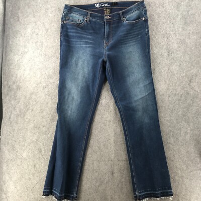 DG2 Diane Gilman Jean Size 16P Up-Lifter Lined Natural Rise Cut Off Dark Denim