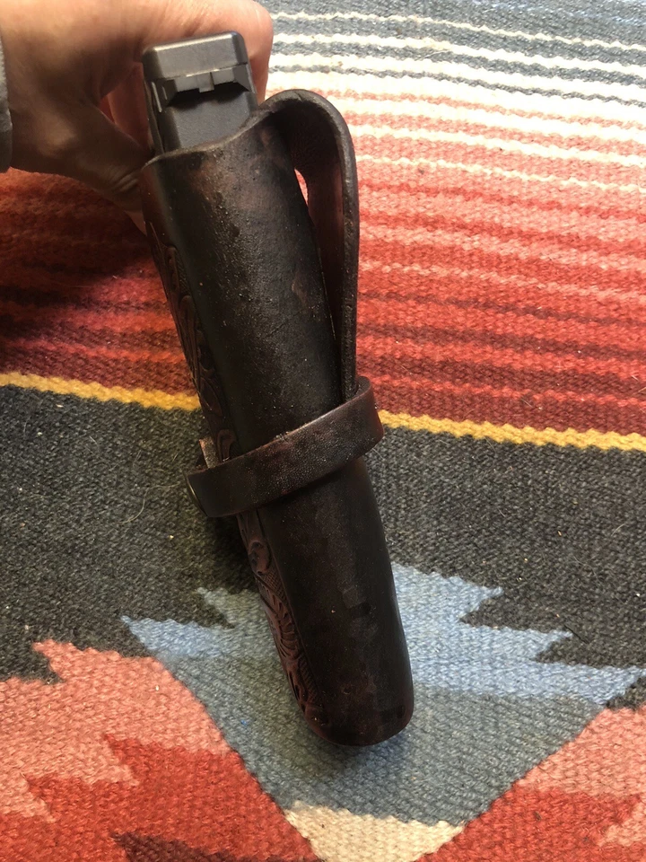 Funda de campo de cuero Western con desplazamiento floral SE ADAPTA A MODELOS: Glock 17/22 y 19/23 Foto 3 de 4