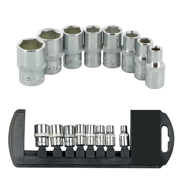 1/4-Zoll Sechskant- SteckschlüSseleinsäTze Metrisch 8-Tlg. Satz 5-13 Mm Stecknuß-image