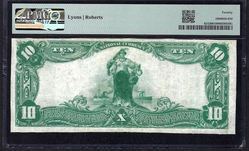 ๐บ๐ธ MS 1902 $10 โโ WEST POINT, MISSISSIPPI โโ PMG VERY FINE 20 - Picture 3 of 3