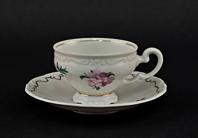 a-9240184 Mokkatasse Weimar Porzellan Thüringen Rosendekor barocke Form 11,5x5cm - Bild 1 von 3
