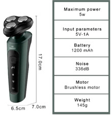 Mens Electric Shaver Razor Wet Dry Rechargeable Rotary Cordless USB Charging